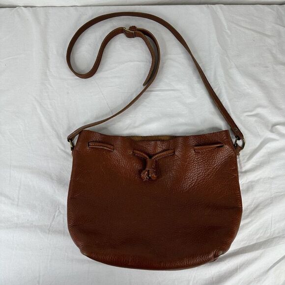 Portland Leather Goods Brown pebbled leather‎ Small bucket bag Crossbody Handbag